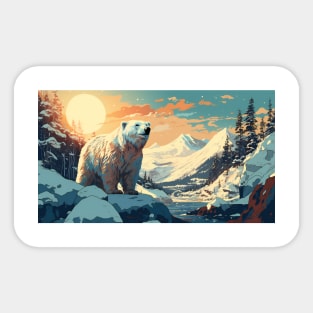 Polar Bear in the Mountains Vexel Art Sticker